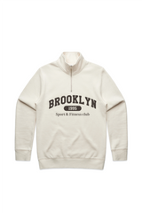 Brooklyn ecru printed 3/4 zip sweater