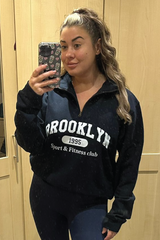 Brooklyn blue printed 3/4 zip sweater