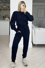 Emma Navy Blue Lightweight Sweater Jogger Loungewear Set Co Ord