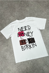 Need money bag white printed t-shirt