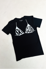 Ski club bra black printed t-shirt