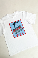 Ski season white heavyweight printed t-shirt
