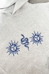 Sun snakes marl grey embroidered hoodie
