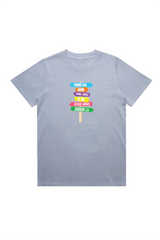 Festival faded blue heavyweight printed t-shirt