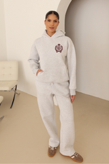 St Moritz marl embroidered pull over hoodie & wide leg trousers loungewear