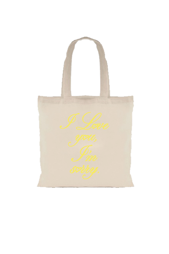 I love you, im sorry printed canvas tote