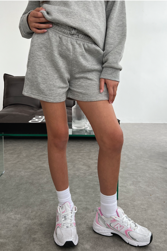 Mini girls melange grey premium essential shorts