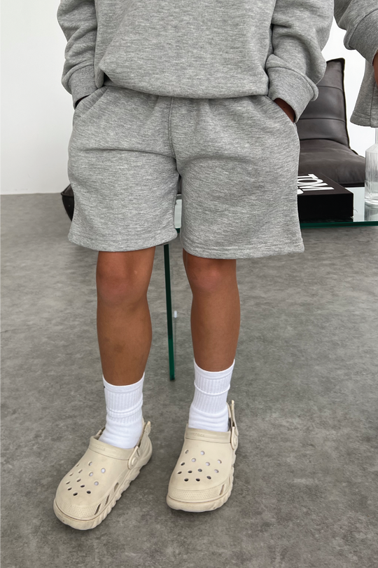 Mini boys melange grey premium essential shorts