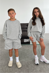 Mini girls melange grey premium essential shorts