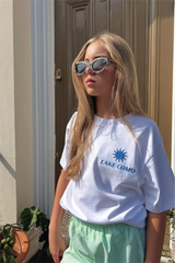 Mini lake como white printed t-shirt