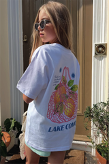 Mini lake como white printed t-shirt