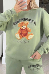 Teddy Hamptons New York Sage Printed Loungewear Sweater Set