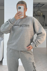 Health & Fitness Grey Sweater Jogger Loungewear Set Loungewear
