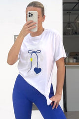 Love Heart Teddy White printed tee