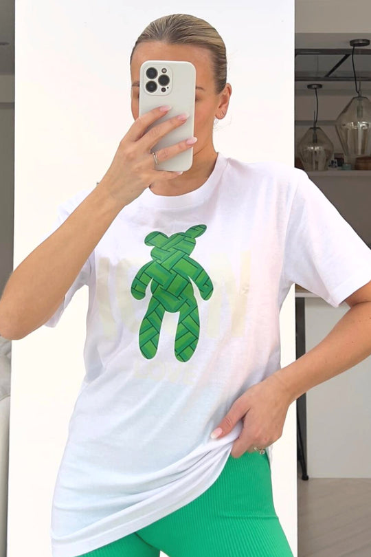 Icon Teddy White printed tee