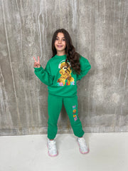 Mini Self Love Teddy Green Sweater Loungewear Set Loungewear