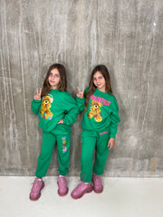 Mini Self Love Teddy Green Sweater Loungewear Set Loungewear