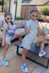 Mini Meila Multi Stripe Frill Short Coord Co Ord