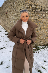Blossom Brown Long Padded Duvet Coat Coats & Jackets