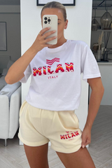 Milan Zigzag Fuchsia & Ecru Printed Tee Short Coord Co Ord