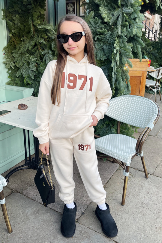 Mini 1971 ECRU EMBROIDERED HOODED LOUNGEWEAR SET