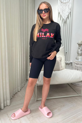 Mini Milan Italy Zigzag Black Printed Sweater Tshirt