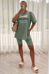 Milano zigzag mint cycling short coord Co Ord