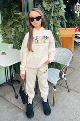 Mini Self Care Ecru Printed Hooded Loungewear Set Loungewear