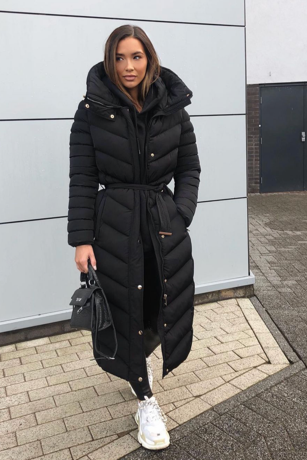 Poppy Black padded hooded coat Glamify Famous For Loungewear