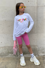 Mini Self Love Clique Printed White Sweater Sweater