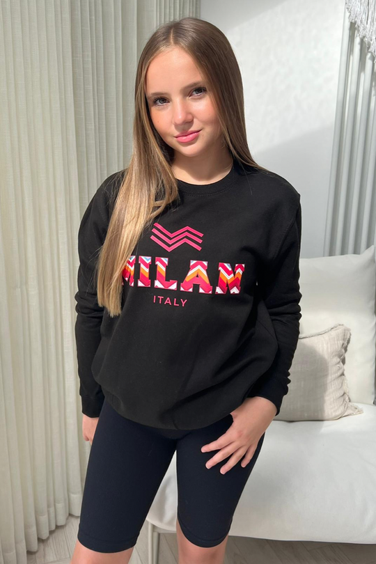 Mini Milan Italy zigzag black printed sweater