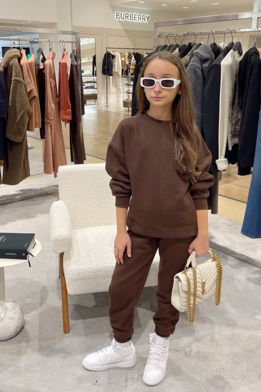 Mini Glamify brown sweater essential loungewear set