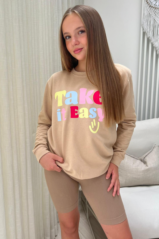 Mini Take it easy beige printed sweater