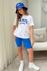 Mini Paris Madame Blue & White Printed Tee Tshirt