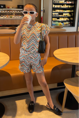 Mini Meila Multi Stripe Frill Short Coord Co Ord