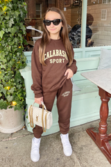 Mini Calabasas Chocolate Oversized Embroidered Sweater Loungewear Set Loungewear