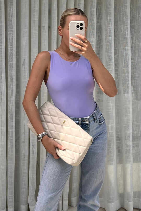 Elle lilac double lined sleeveless bodysuit