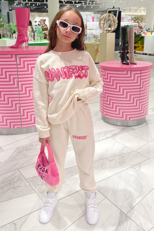 Mini manifest ecru oversized sweater loungewear set