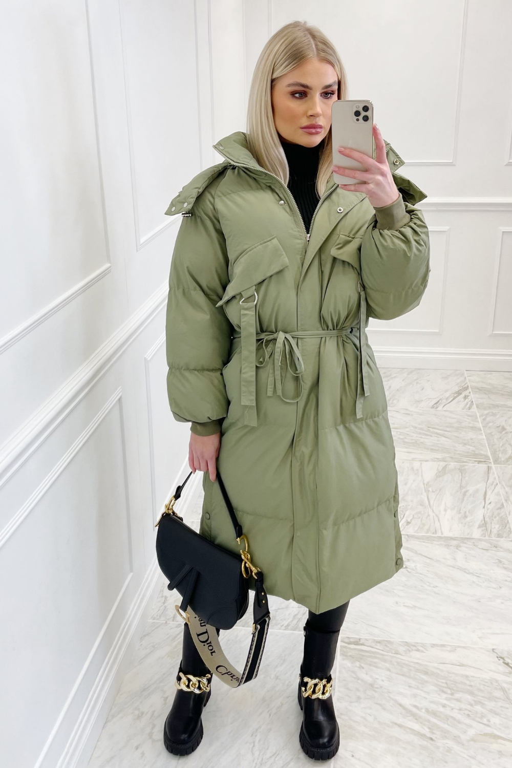 Khaki duvet coat sales