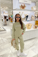 Mini Love Sage Oversized Embroidered Sweater Loungewear Set Loungewear