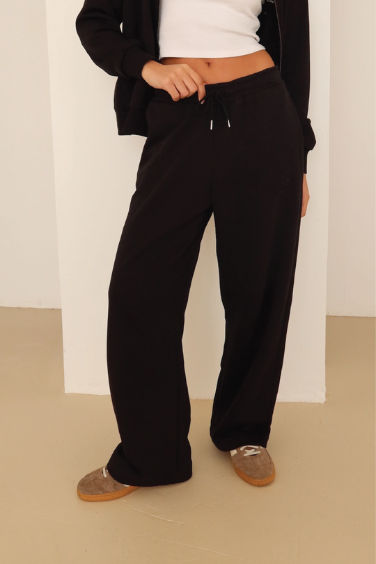 Black embroidered logo straight leg jogger