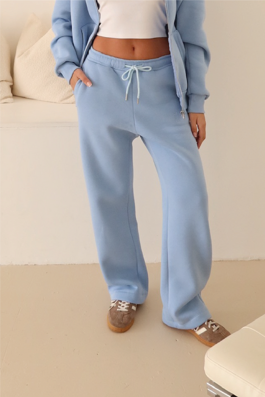 Blue embroidered logo straight leg jogger