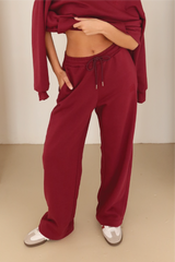 Burgundy embroidered logo straight leg jogger