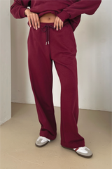 Burgundy embroidered logo straight leg jogger