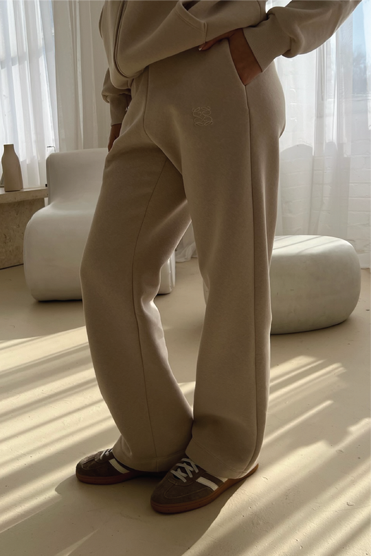 Stone embroidered logo straight leg jogger