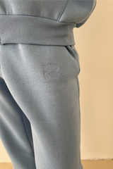 Blue embroidered logo straight leg jogger