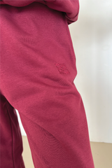 Burgundy embroidered logo straight leg jogger