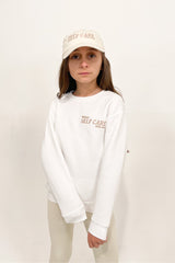 Mini Self Care White Crew Neck Sweater