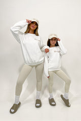 Mini Self Care White Crew Neck Sweater