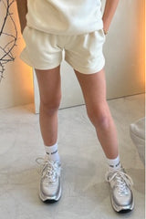 Mini Girls ecru premium essential shorts